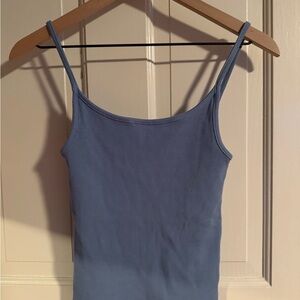Donni Blue Ribbed spaghetti Tank Top
